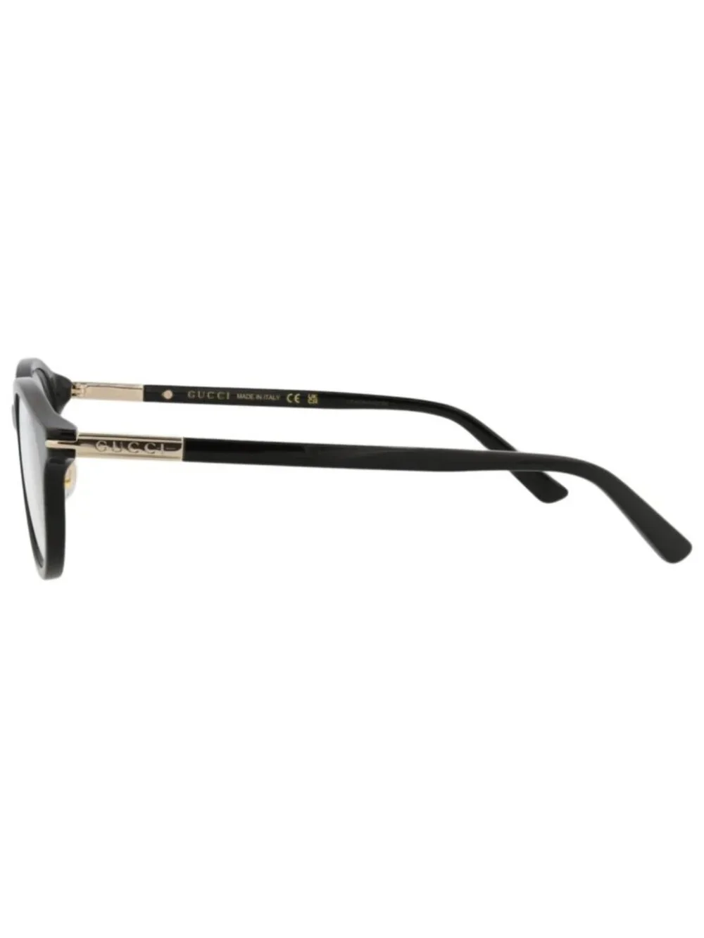 New Gucci Women's Eyeglasses Round Oval Recycled Acetate Frame Mens Black Black